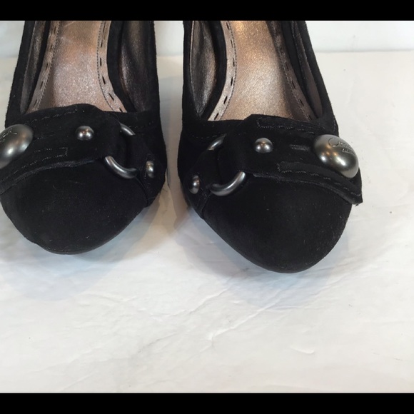 COACH BLACK SUEDE LEATHER SLIP ON WEDGES SZ 9.5 - Picture 5 of 8